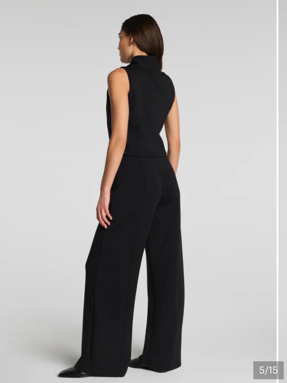 SPANX AirEssentials Shawl Collar Half Zip Jumpsuit XS petite Very Black NWT - Picture 5 of 14